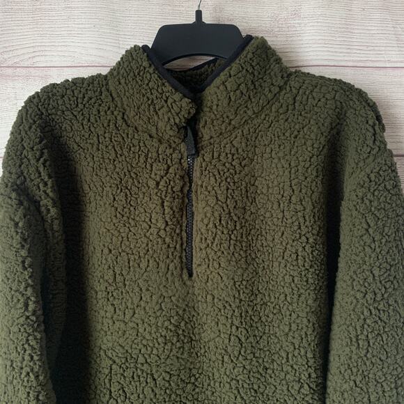 No Boundaries Juniors' Green Quarter Zip Sherpa Pullover Sweater XL (15-17) - Picture 2 of 10